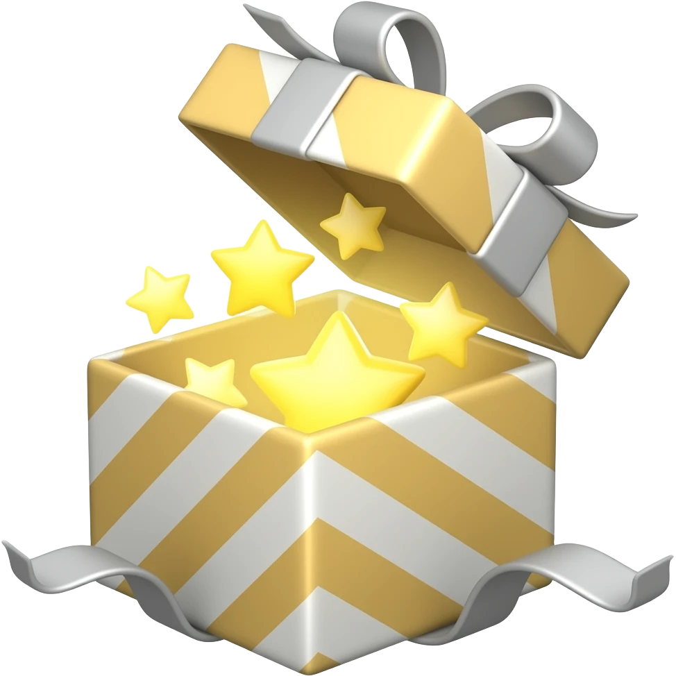 When you open the gift box, there are stars inside. emoji