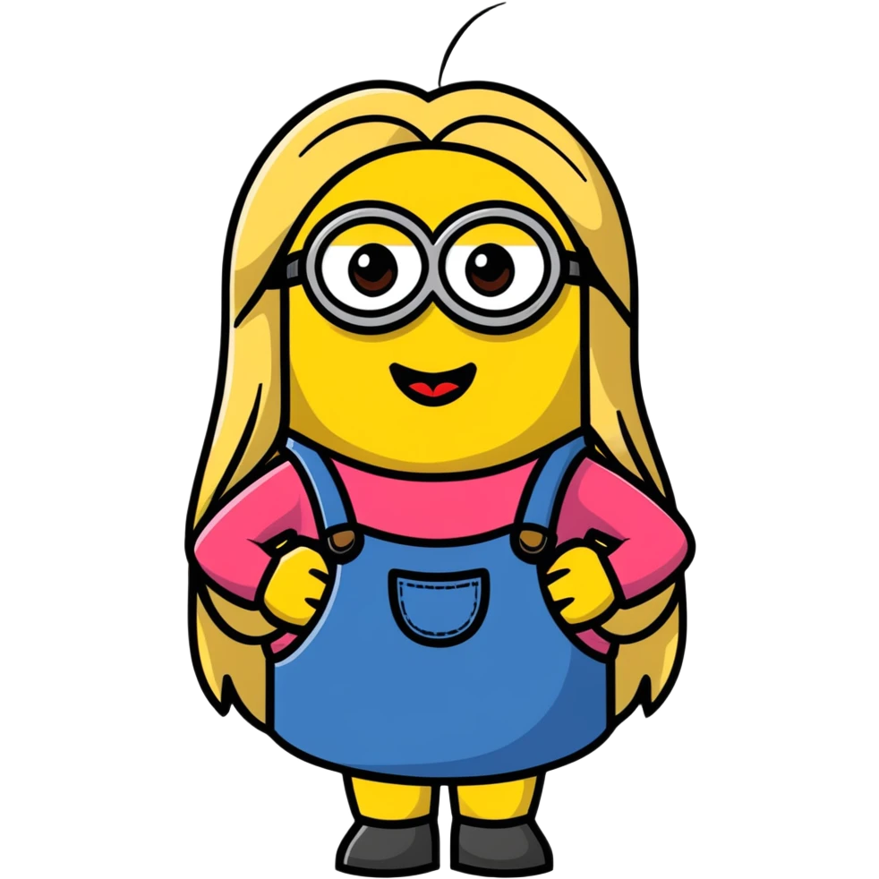 female minion with long blonde hair and lipstick emoji
