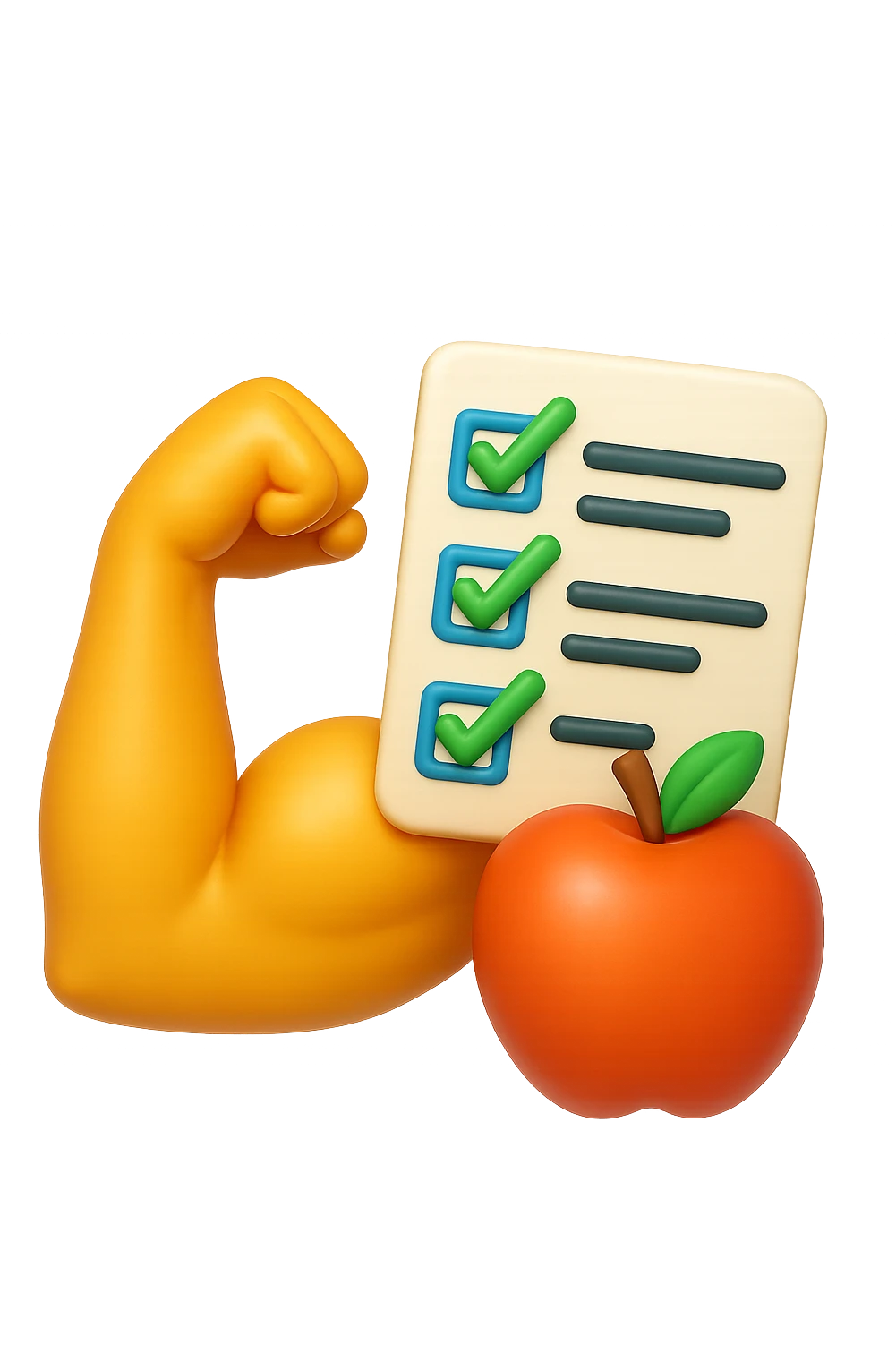 emoji 3d stile iphone che rappresenta la costanza nel seguire un piano di allenamento e di dieta 3d emoji