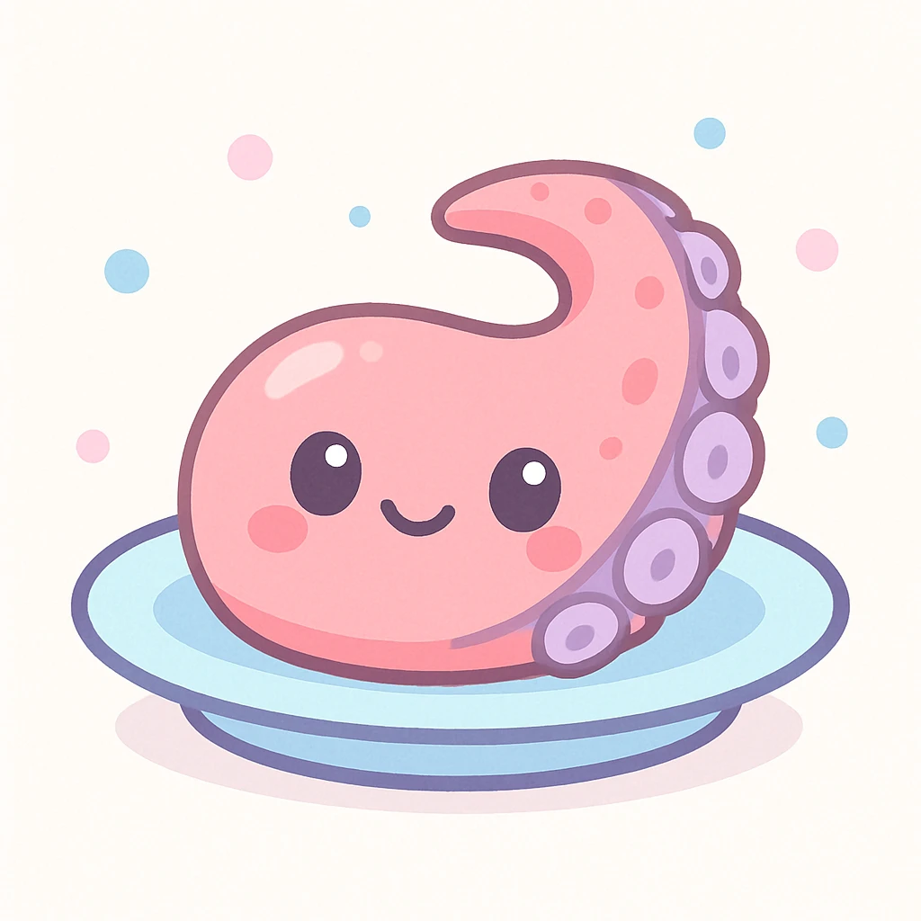 tapa de pulpo, cartoon style, kawaii face, cute expression, simple background emoji
