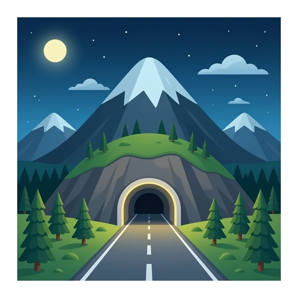 a tunnel inside the mountain from top view emoji