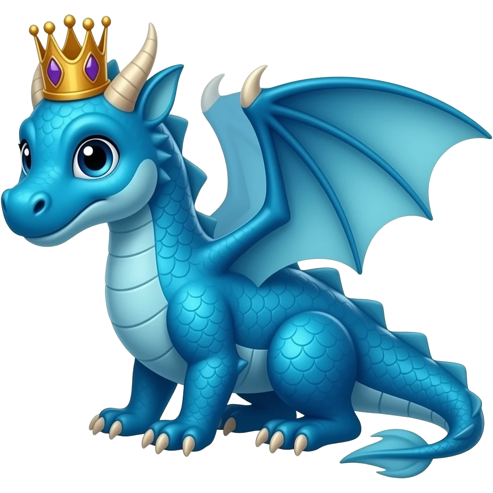 Blue dragon looking like a queen emoji