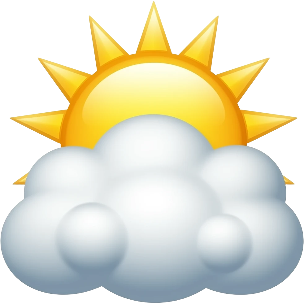 sun shinning from behind carton style fluffy cloud emoji