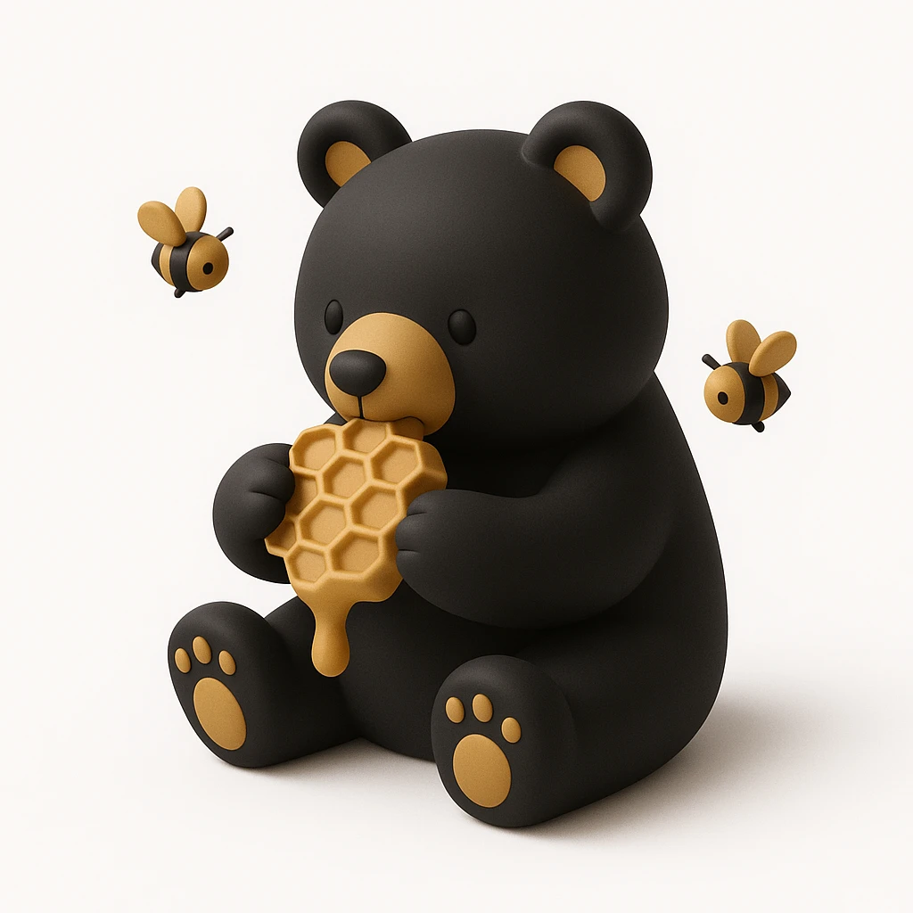 bear eating honeycomb with bees flying around emoji