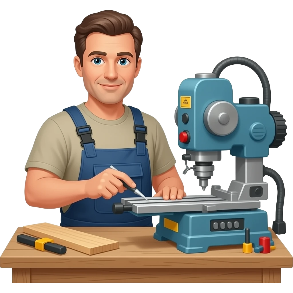 menuisier homme 40 ans atelier machine numérique emoji