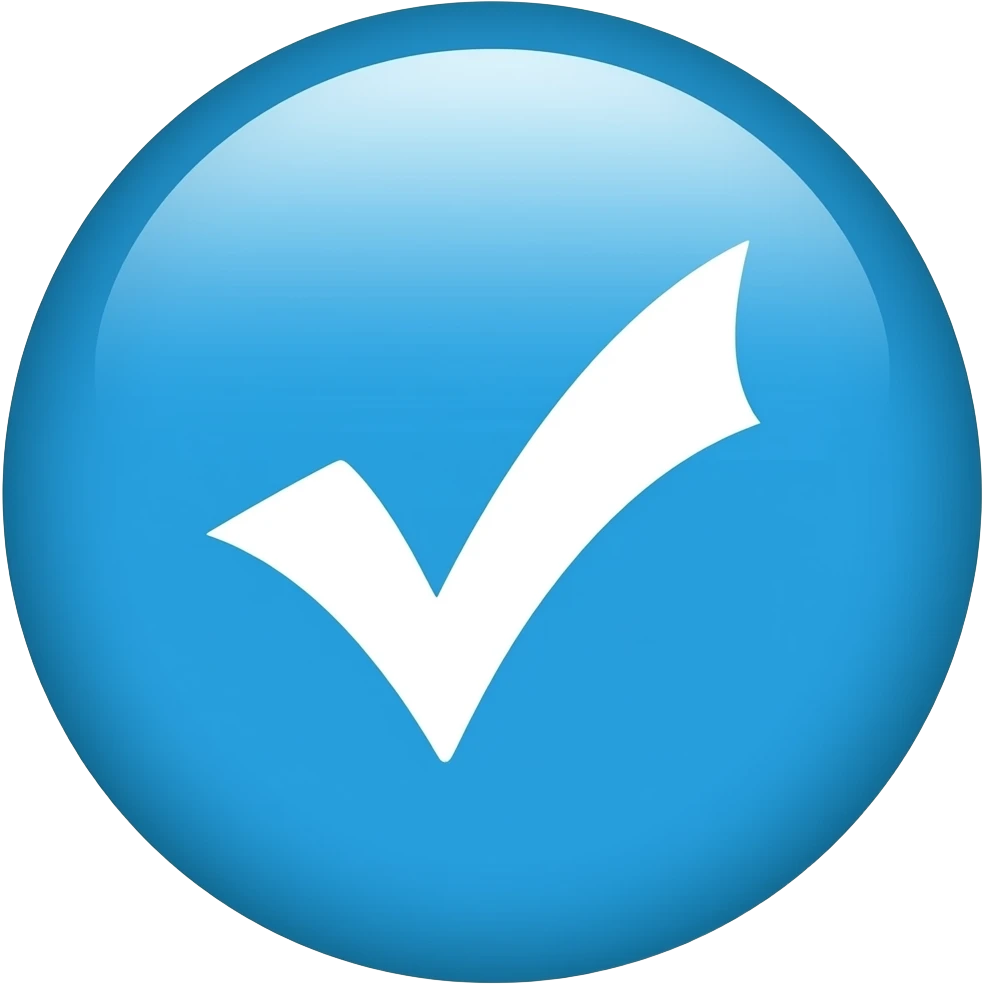 Mach ein ganz helles baby blauen Kreis mit ein weißen haken in der mite ohne efeckte oder Spiegelungen  das blau soll überall die gleiche fabe haben emoji