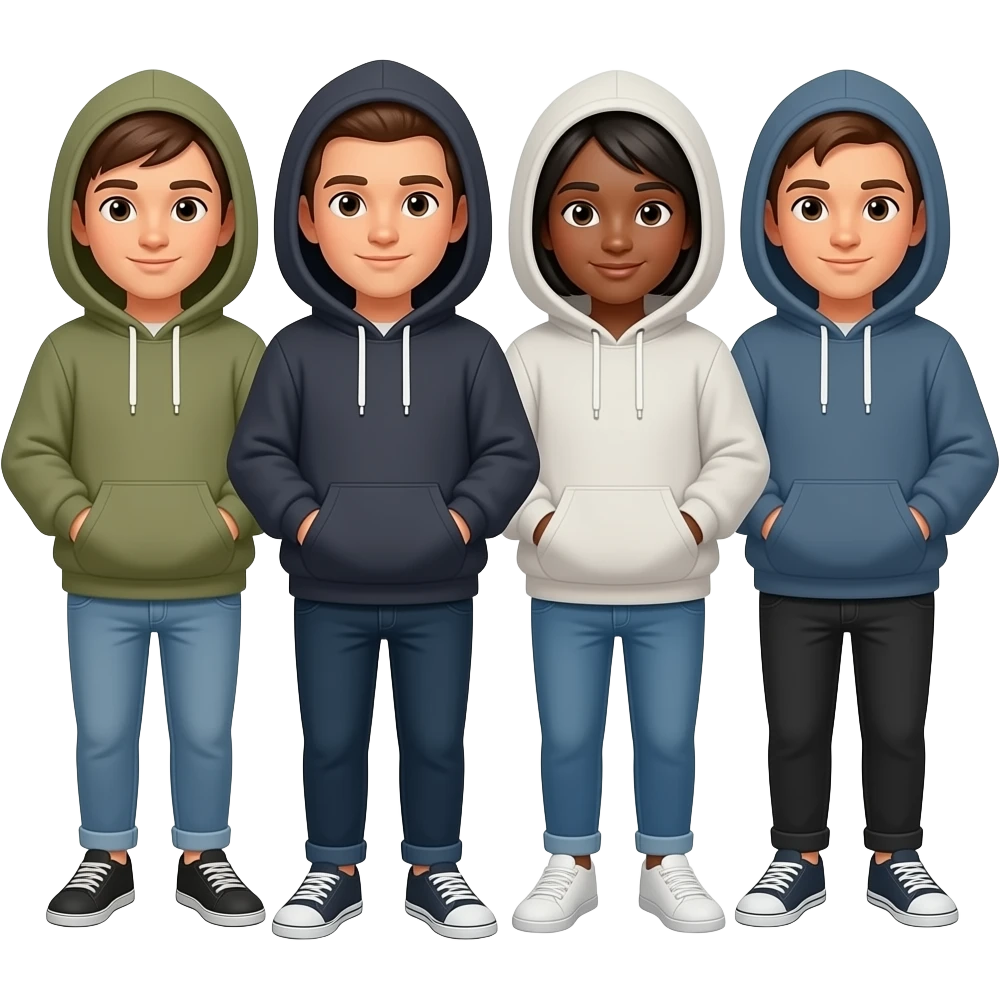 amigos con sudaderas demasiado anchas emoji