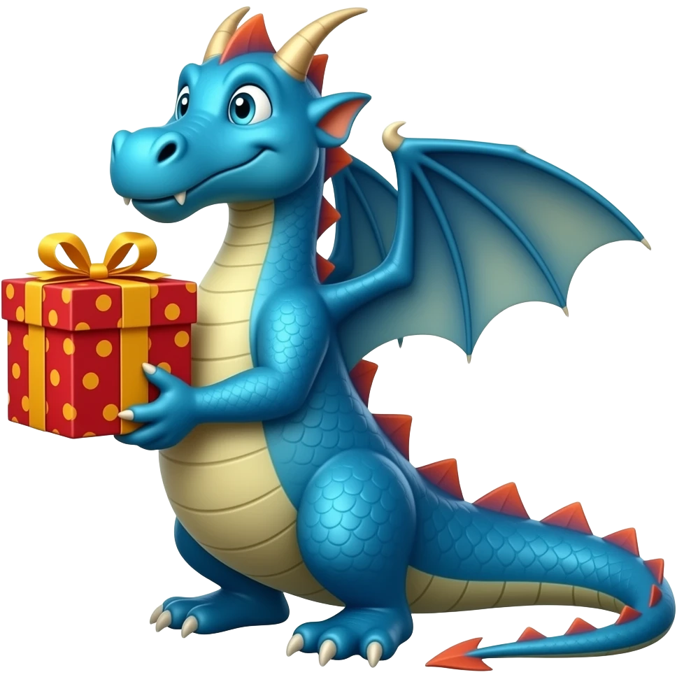Blue dragon holding a gift emoji