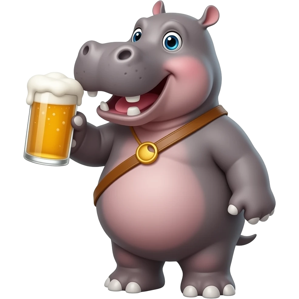 Hippo drunk drinking beer emoji