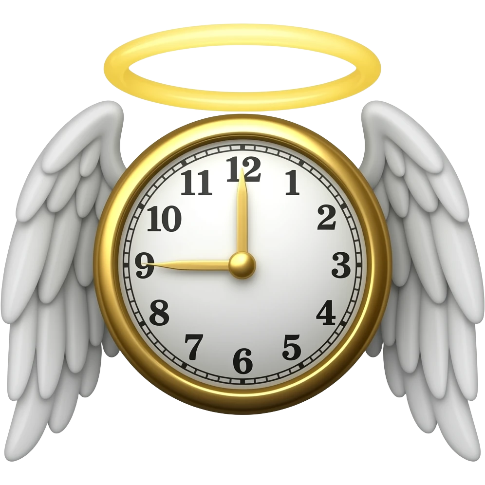 A 'clock with wings and a Halo on its head emoji
