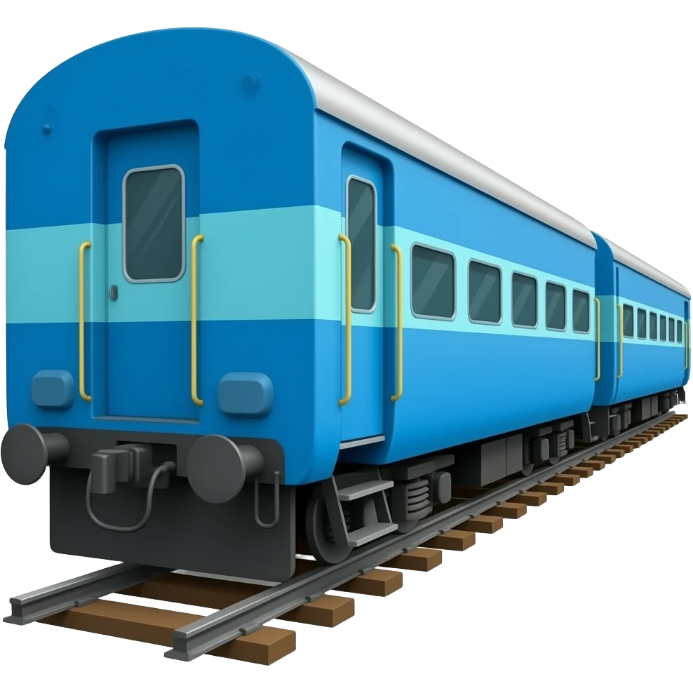 indian train with blue coaches emoji