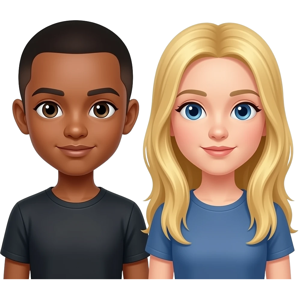 Black girl and white girl together. Black girl has almost bald hair. White girl has longer blond hair emoji