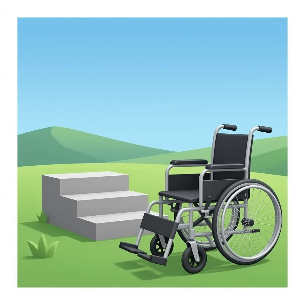 3 step stair and a wheelchair near it emoji