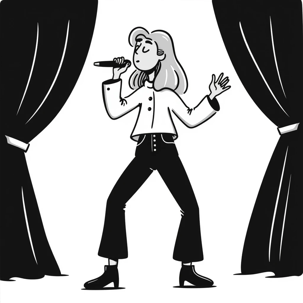 Sabrina Carpenter performing on Short n' Sweet tour, blonde hair, chic outfit emoji