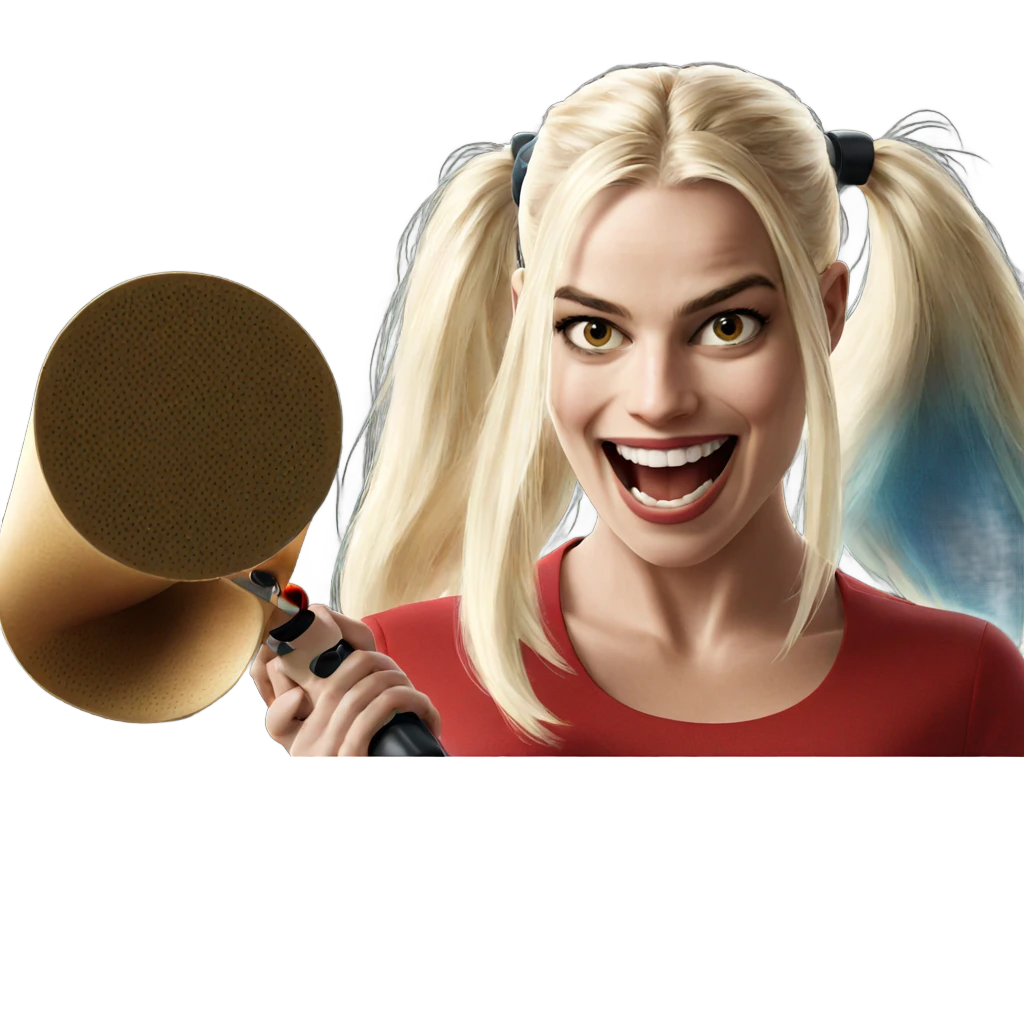 smiling blonde with megaphone emoji
