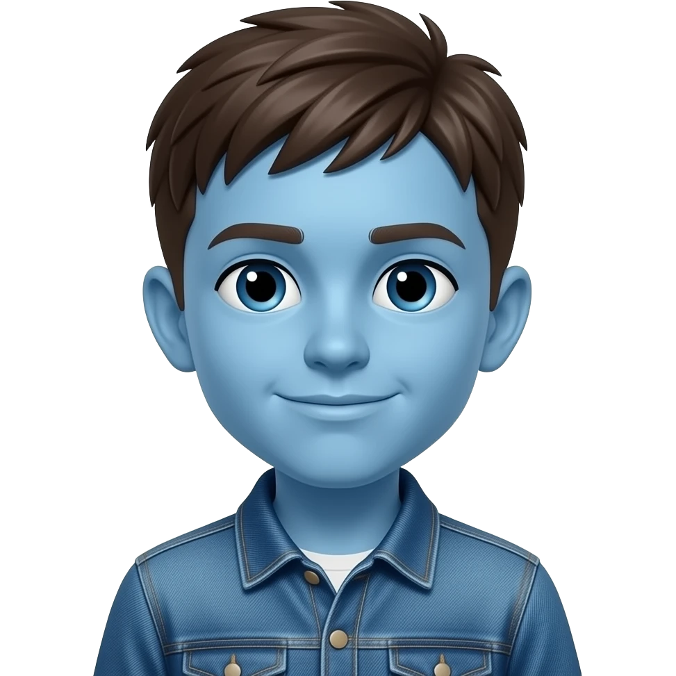 Джинсовий хлопчик, шкіра лиця синя emoji
