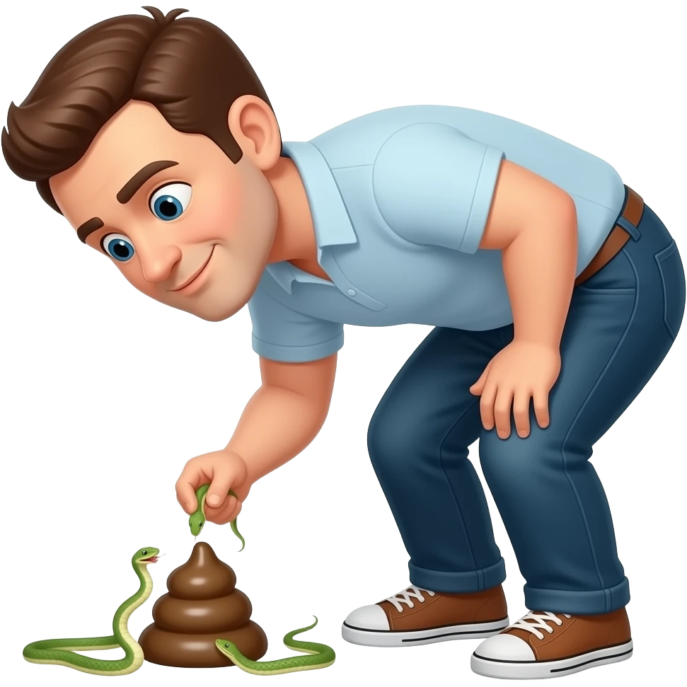 a man pooing out snakes emoji