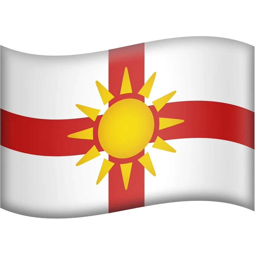 White flag with a red middle and in the sensor is a Yellow sun emoji