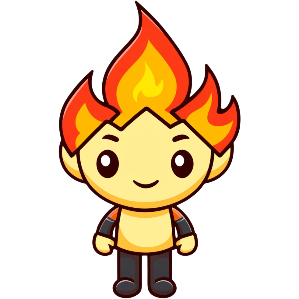 featureless head with fire, no eyes, no mouth, blank face emoji