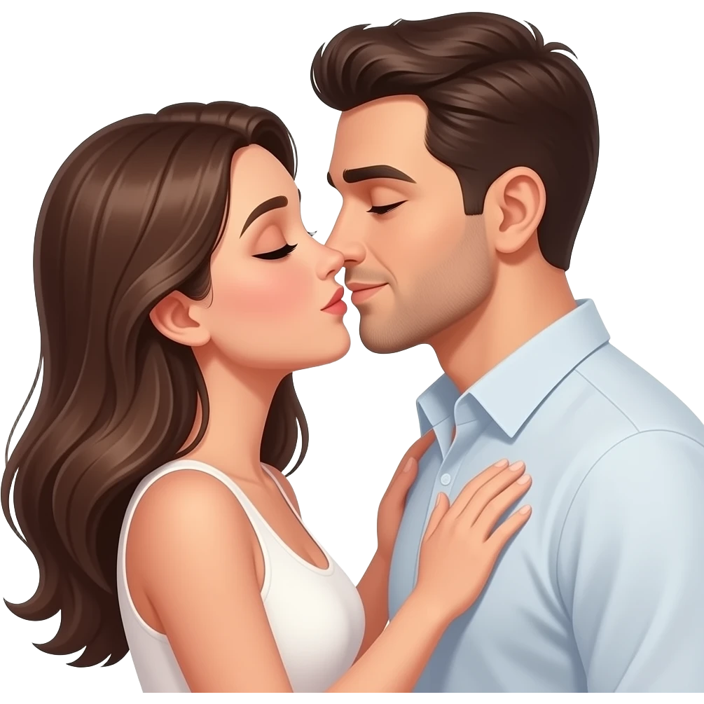 başından bacağı gözüken  öpüşen çıplak sarışın kadın ve erkek emoji