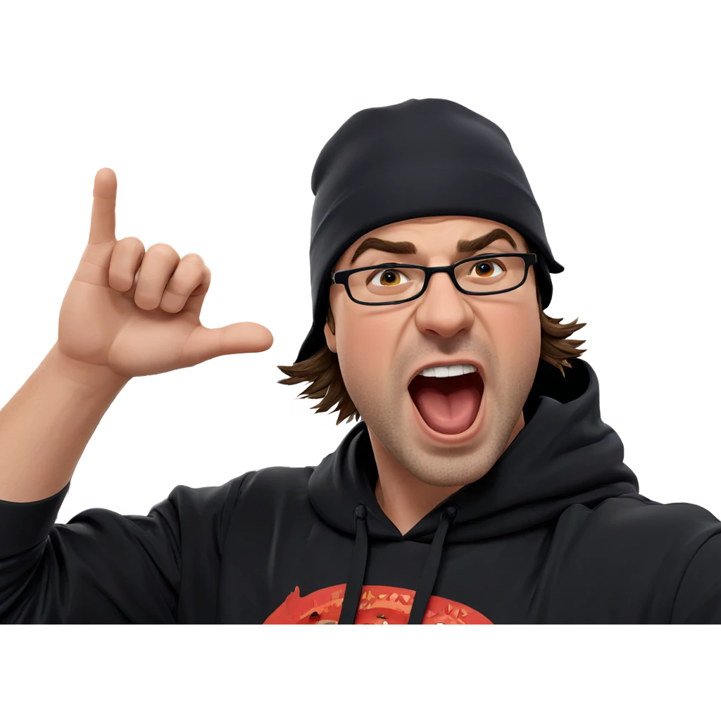 playful boy indoors with hat emoji