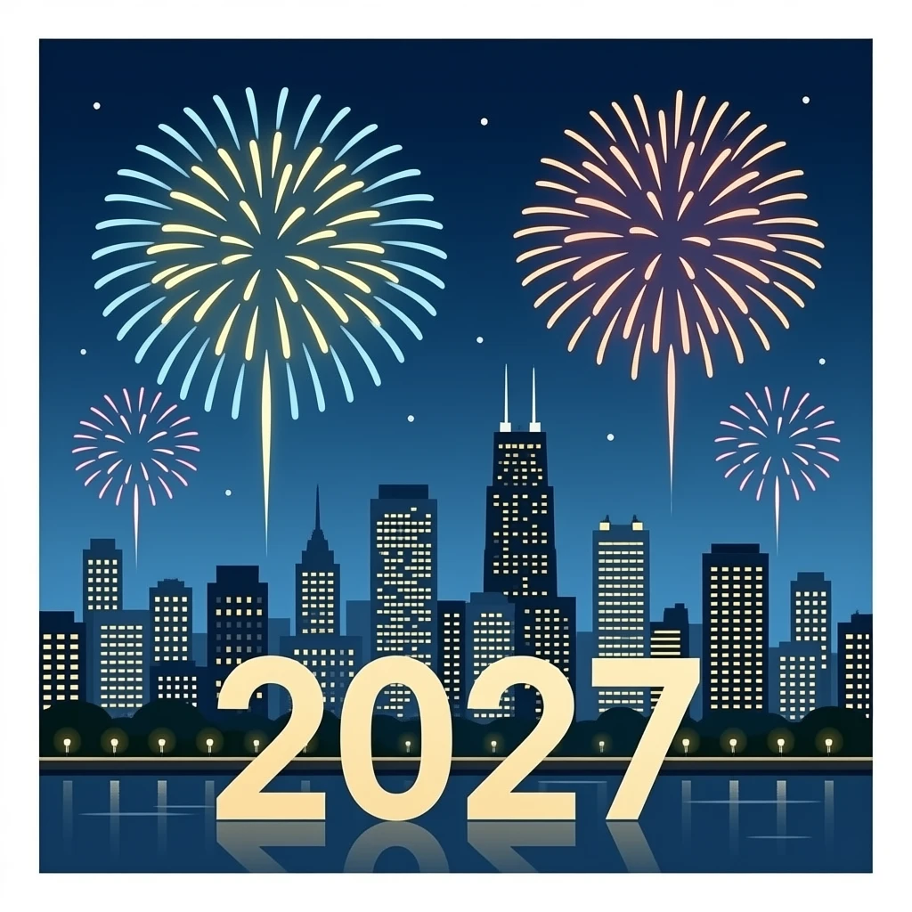 2027 with fireworks in the background emoji