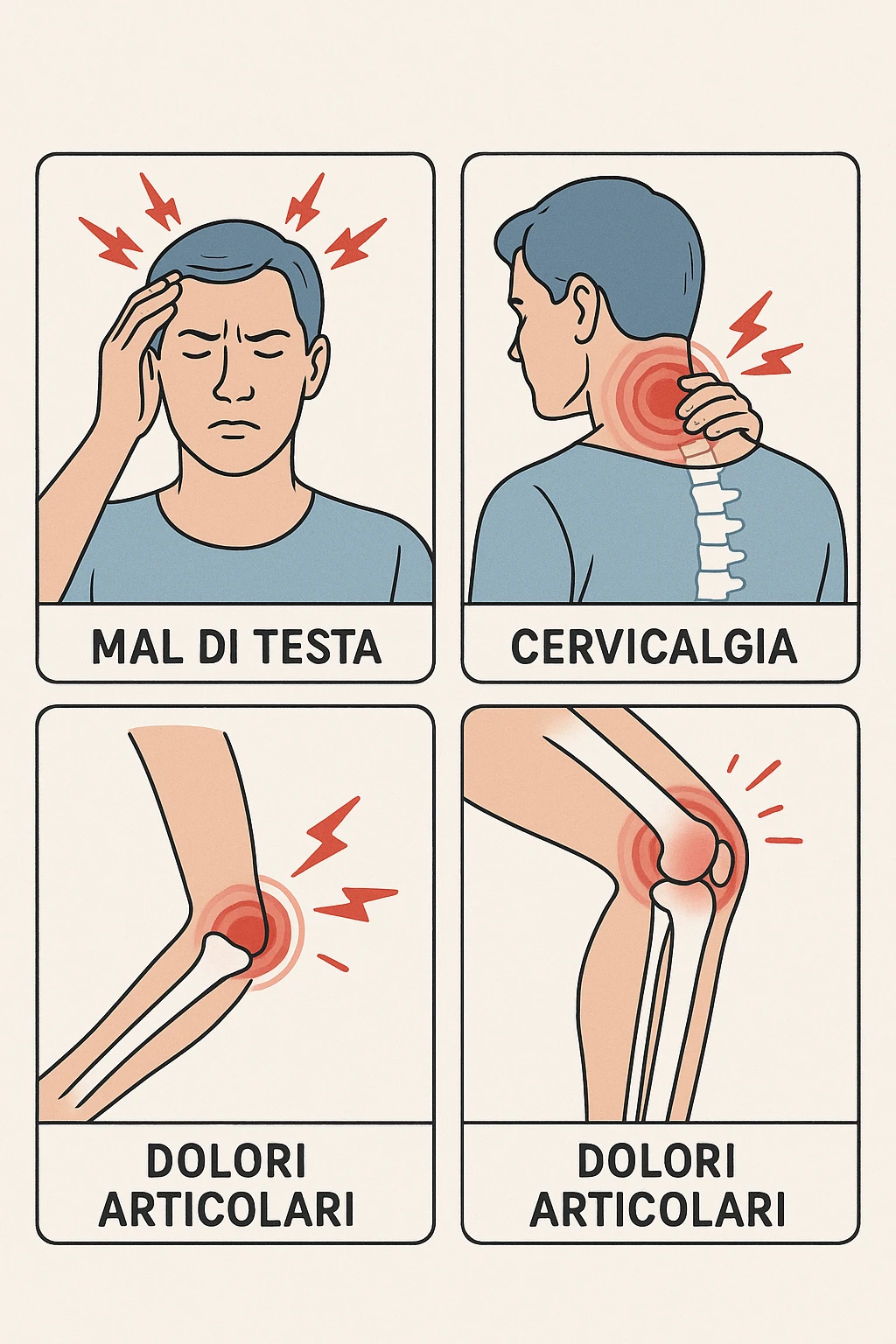 mal di testa cervicali dolori articolari in italiano emoji