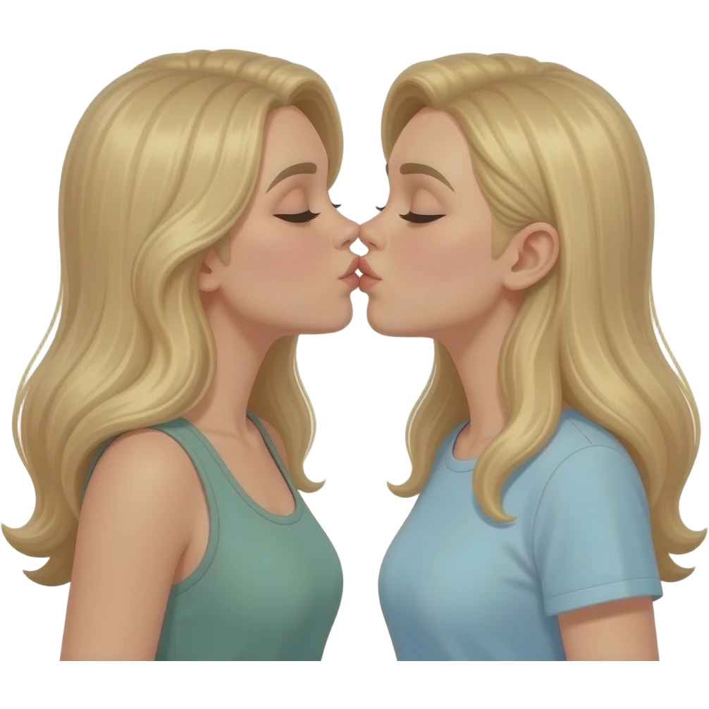 Frau, blonde lange Haare küsst emoji