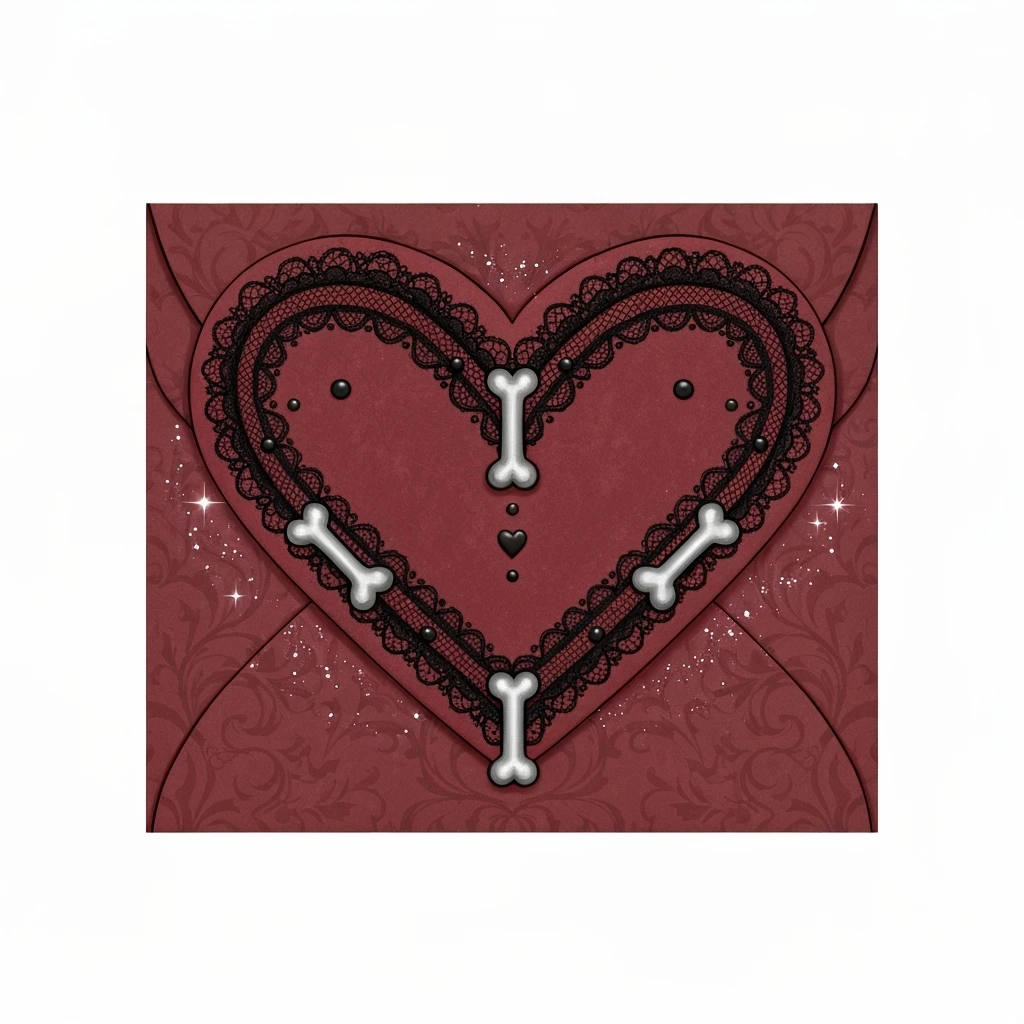 goth heart envelope, cute, expressive, minimal emoji
