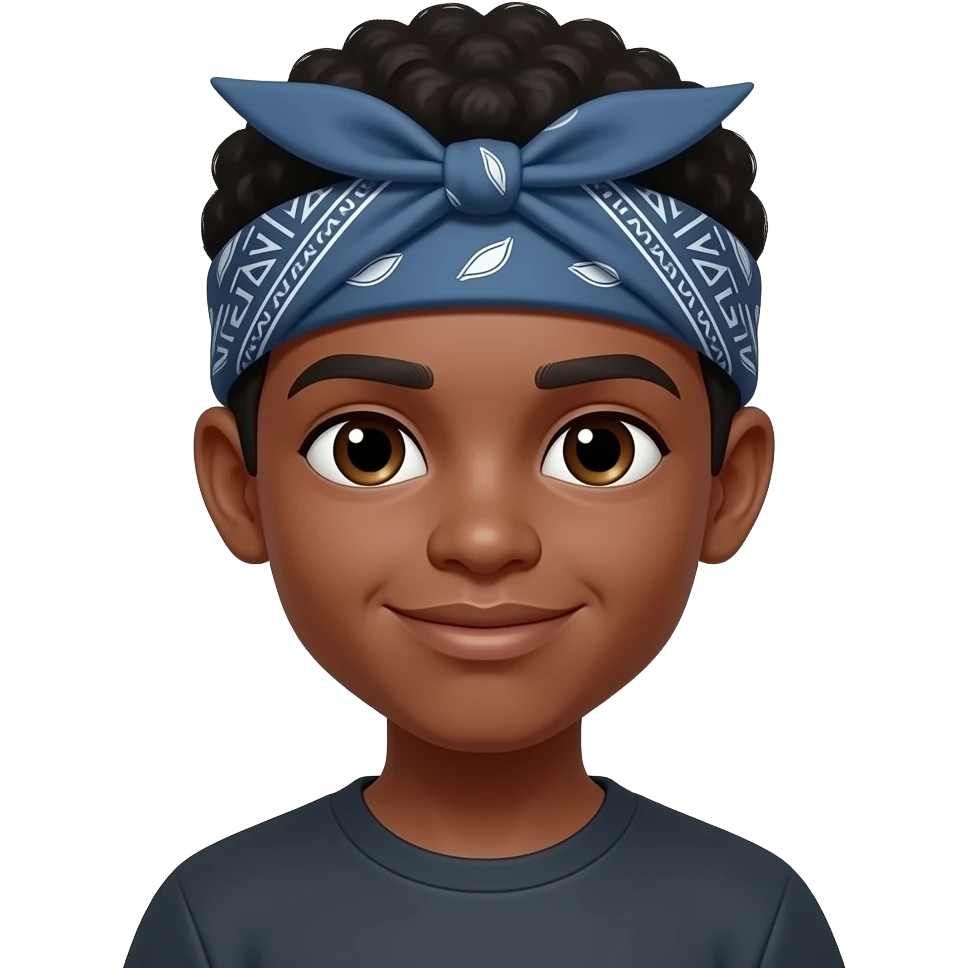 black boy wearing bandana emoji