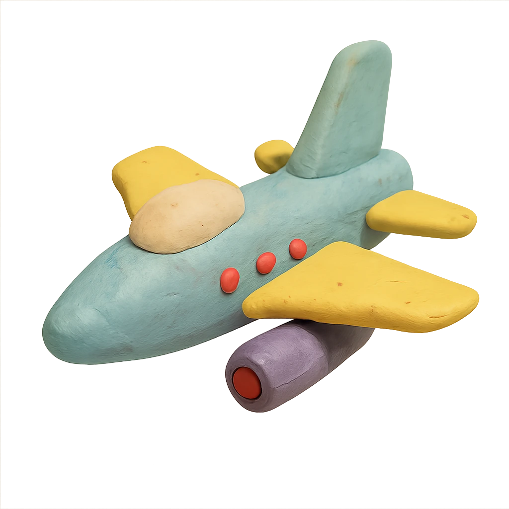 matte plasticine claymation style fighter jet with visible fingerprints and pastel colors emoji