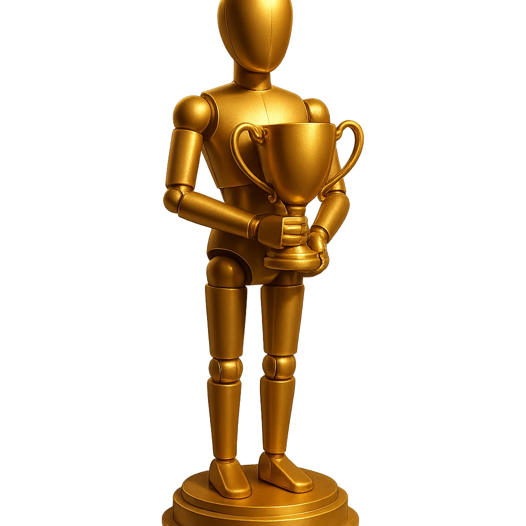 golden trophy, cinematic mannequin style emoji
