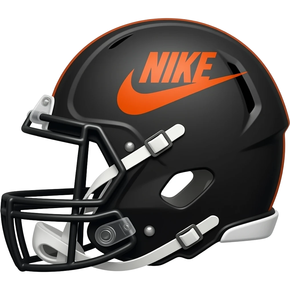 Nike football helmet black with dark orange logo facing the other side of helmet emoji