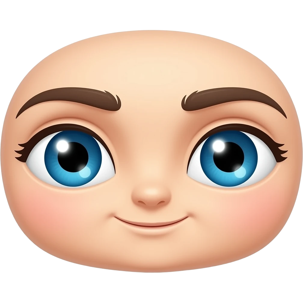 A display showing blue eyes emoji