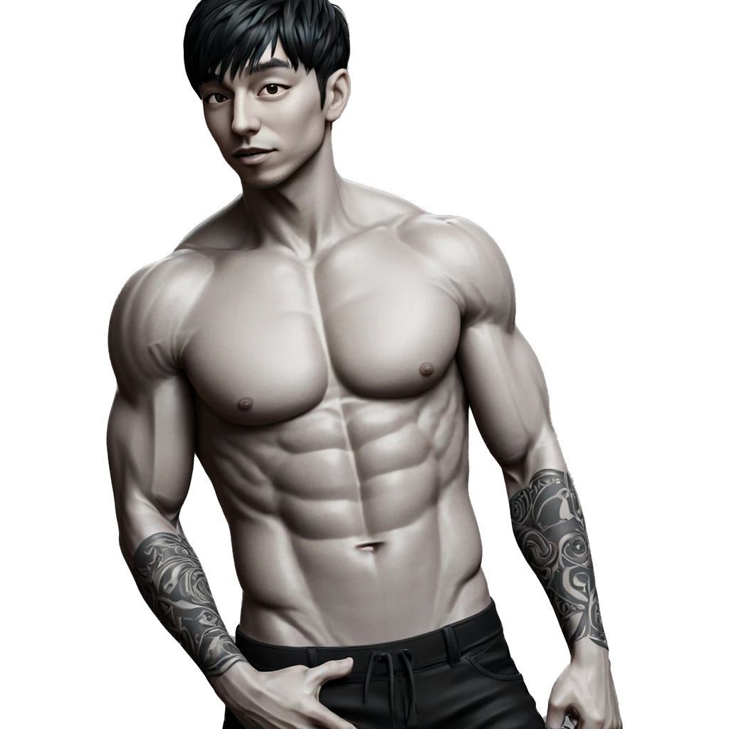 muscular tattooed male portrait emoji