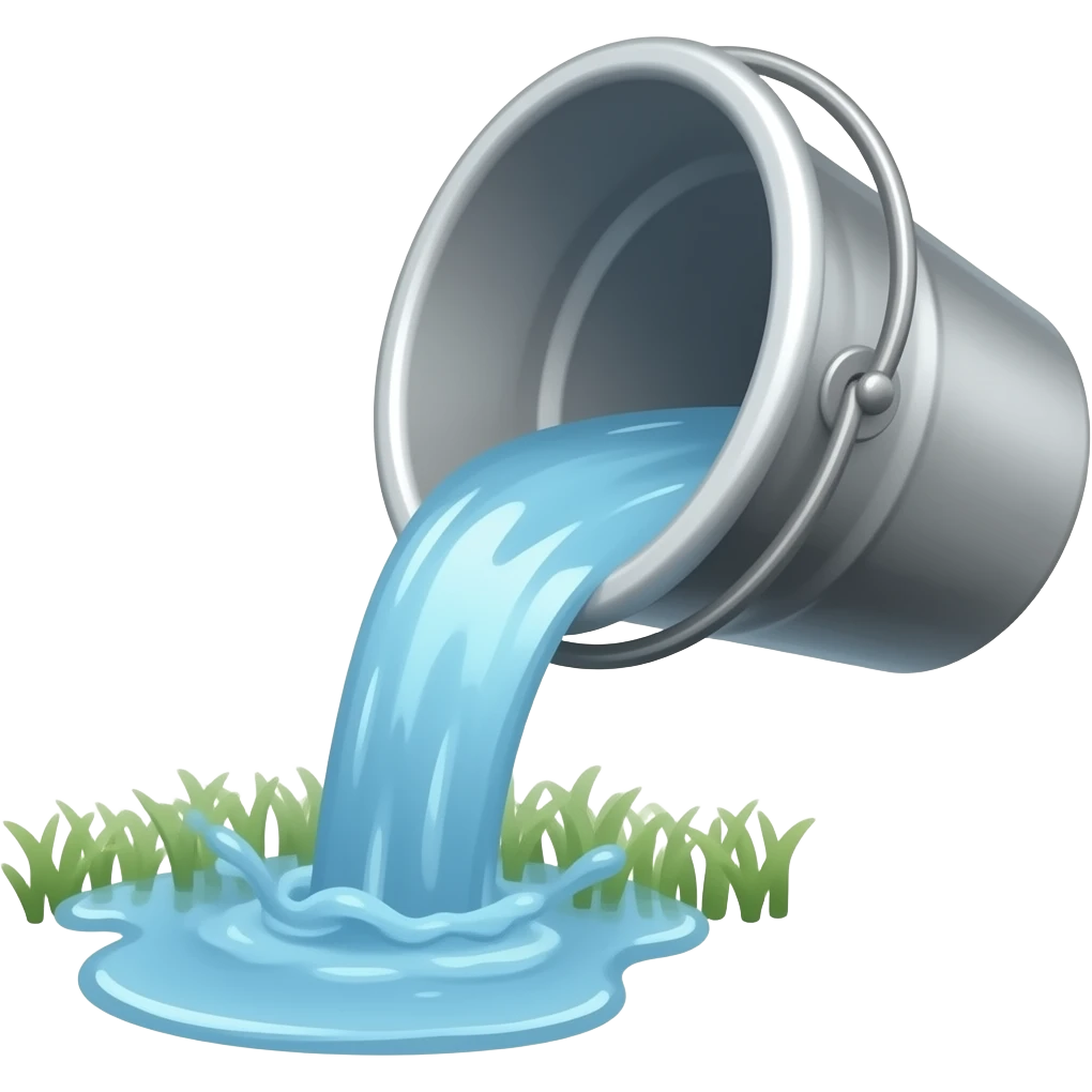 Puring water from a bucket to the ground emoji