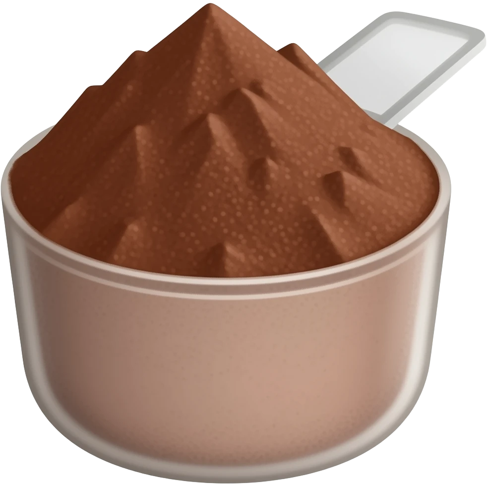 single-serving scoop of chocolate protein powder emoji