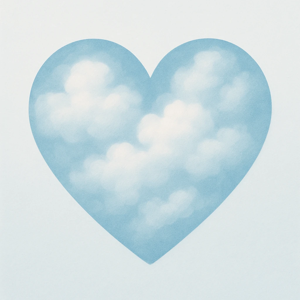 heart with a soft cloud texture, digital illustration, clean emoji