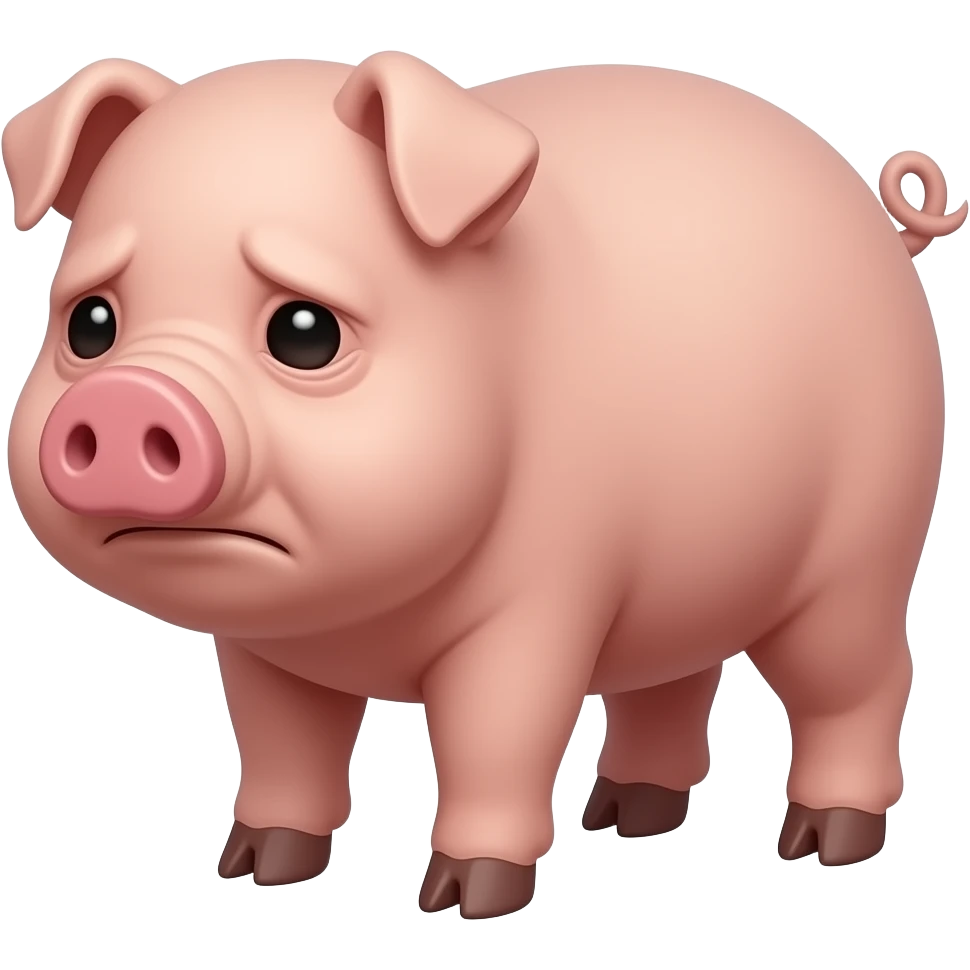 Sad wrinkly pig emoji