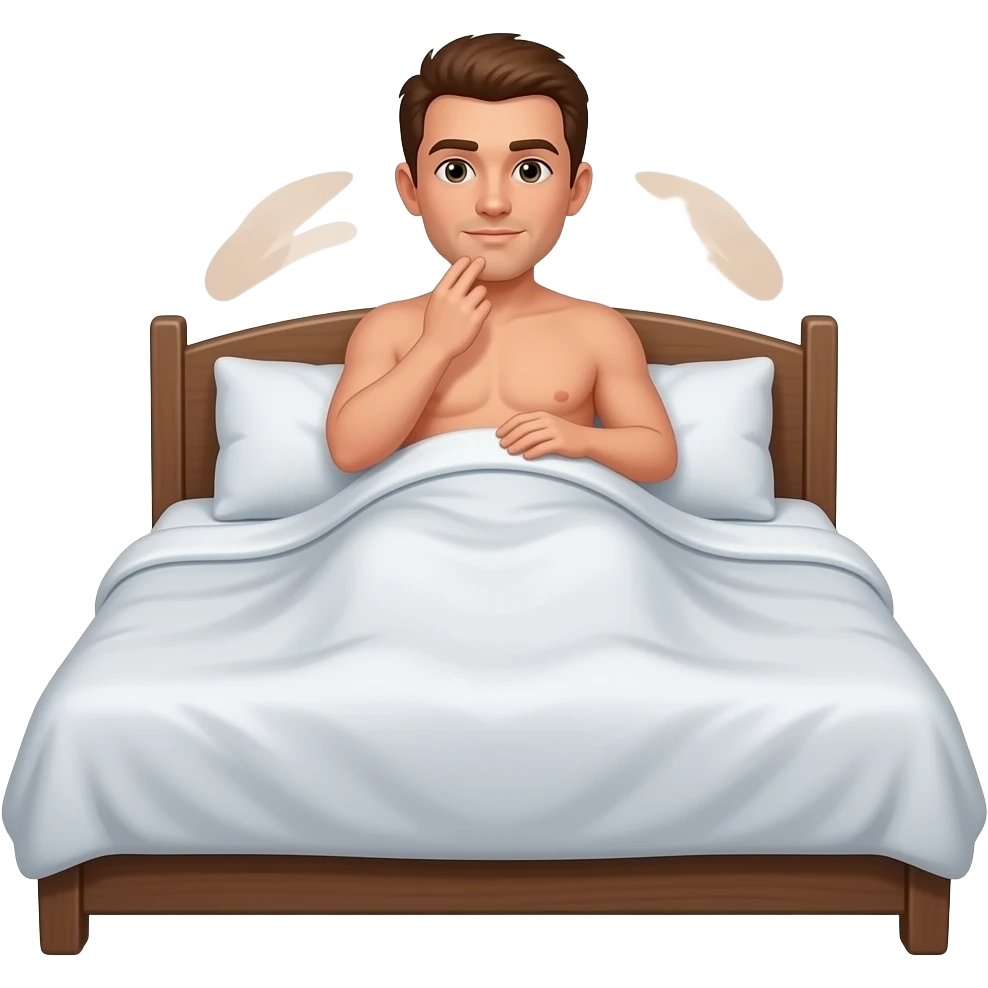 naked man on his bed jerking off emoji