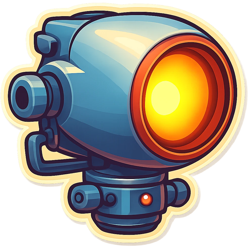 Render this spotlight pointing to the left in retro stickers style. emoji