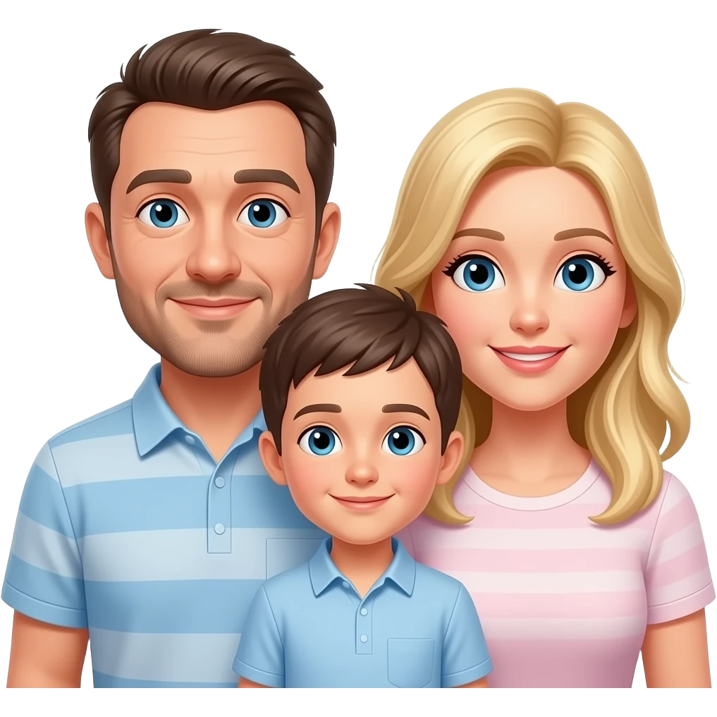 Papà calvo con figlio e mamma bionda emoji