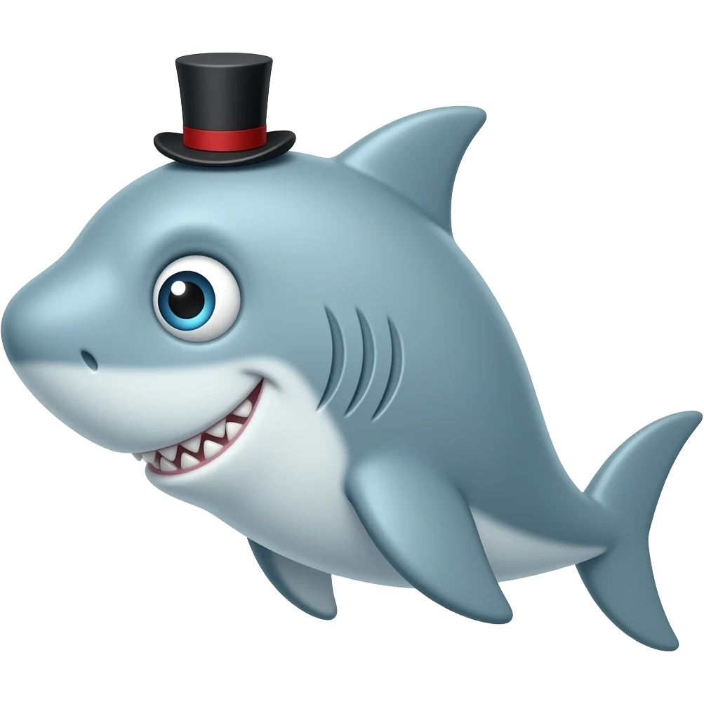 Shark with a top hat emoji