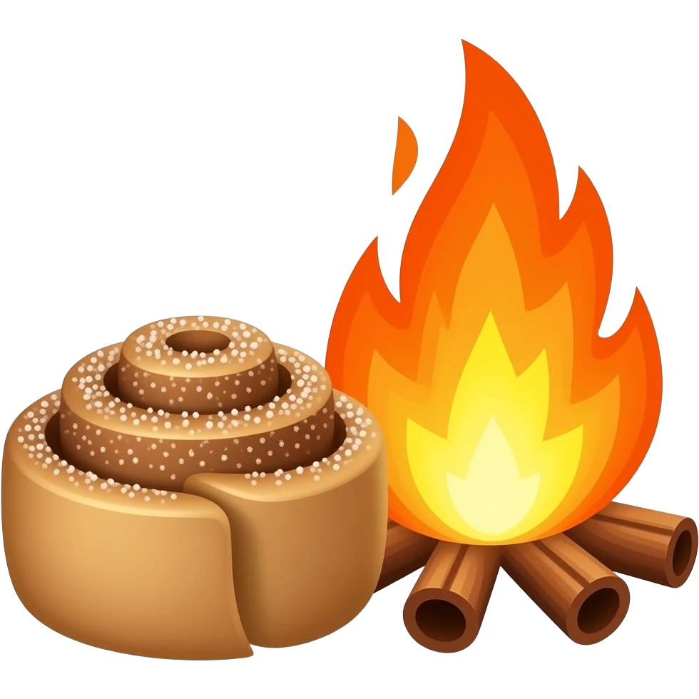 Rollos de canela más canela en polvo posición de fogata emoji