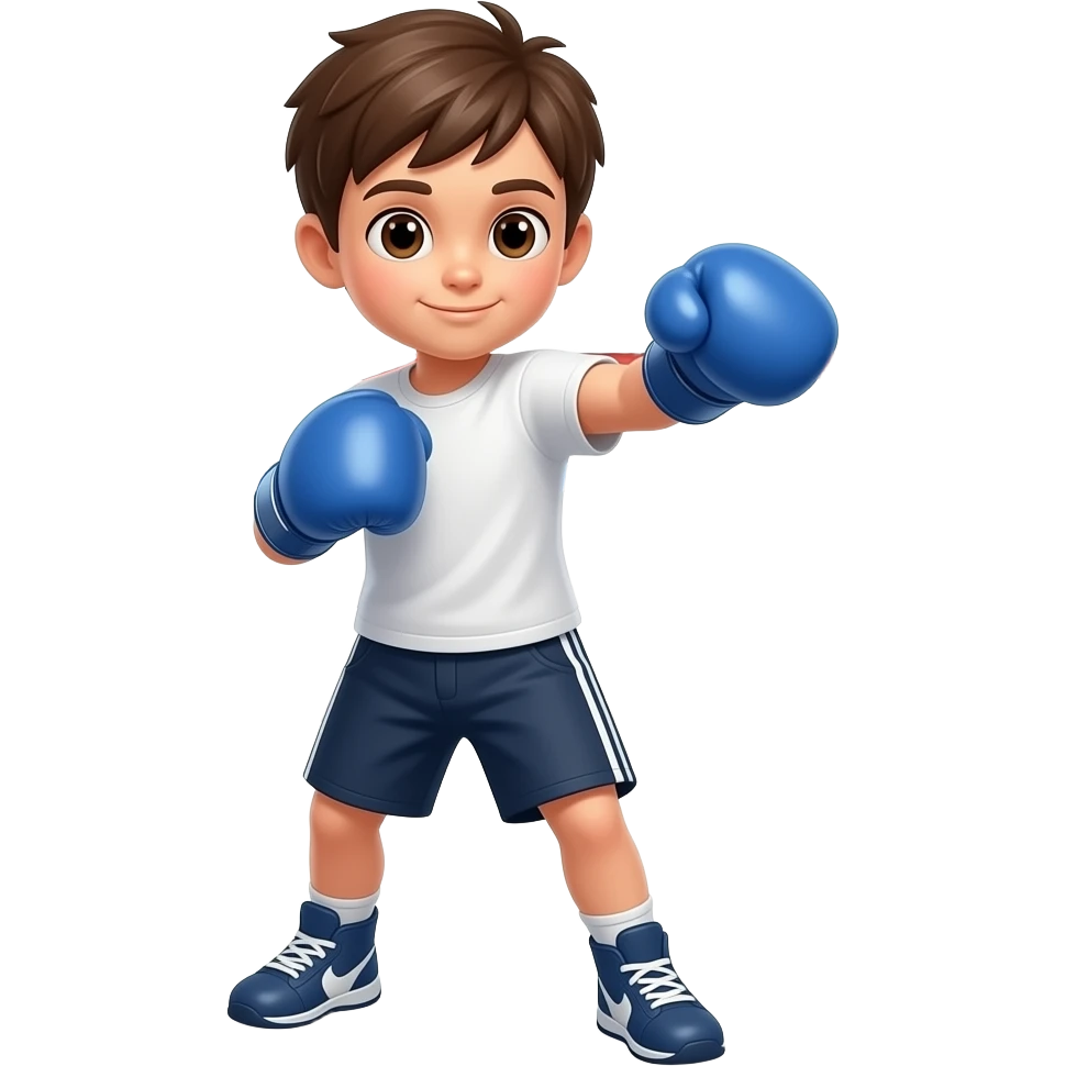 Niño 8 años entrenando boxeo ojos cafe emoji