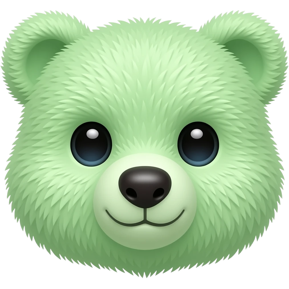 Fluffy Pistachio green Baby bear face emoji