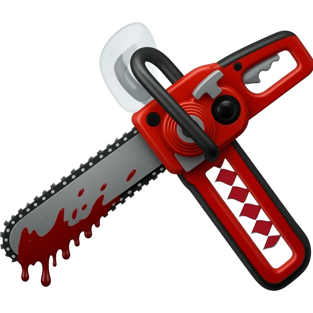 dark red chainsaw with blood dripping from it emoji