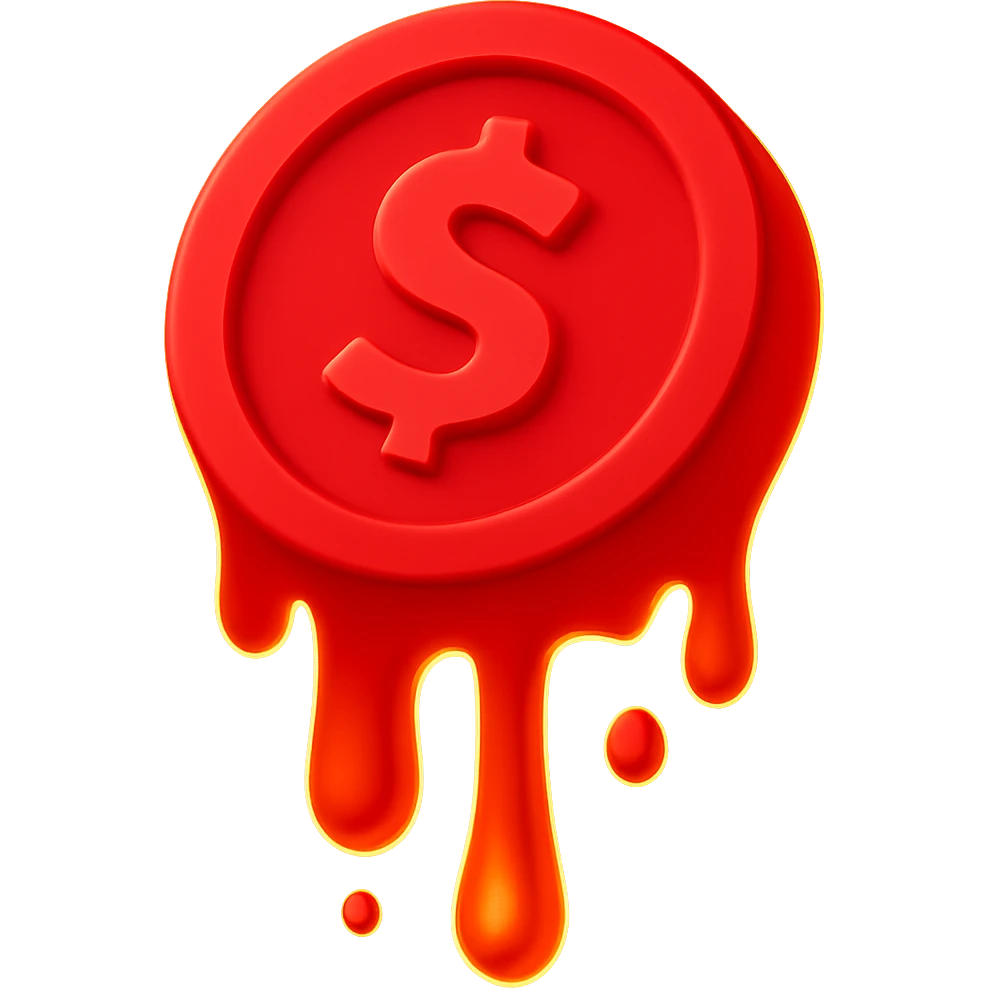 Change the coin to a vivid red color, remove the background so it is transparent, keep the lava effect glowing and high contrast with fiery lava glow and intense heat effect. emoji