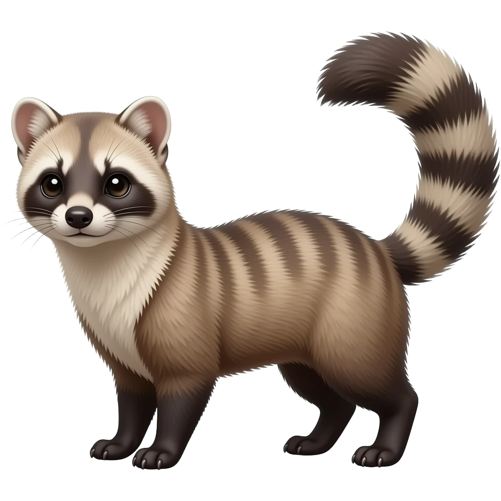 Blue genet-cacomistle-civet-Feli-mustelid-creature-hybrid, full body emoji