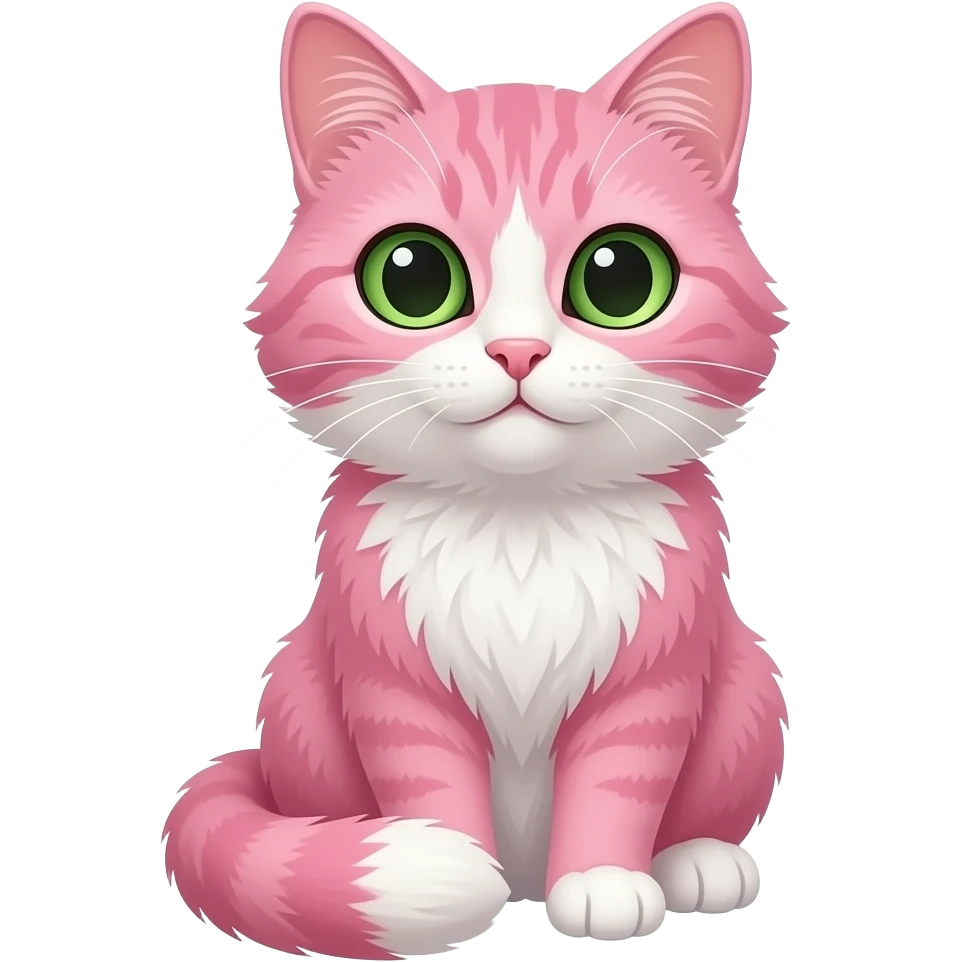 cat with pink hairs sitting pose front view emoji